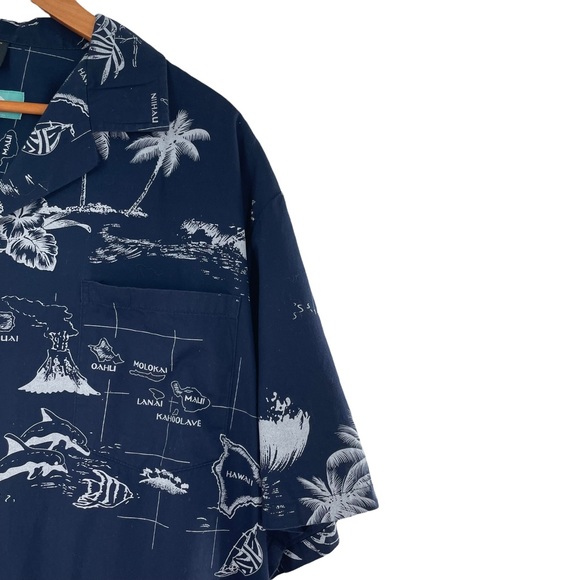 High Surf 100% Cotton Short Sleeve Button Down Hawaiian Shirt in Blue & White XL - Picture 5 of 9